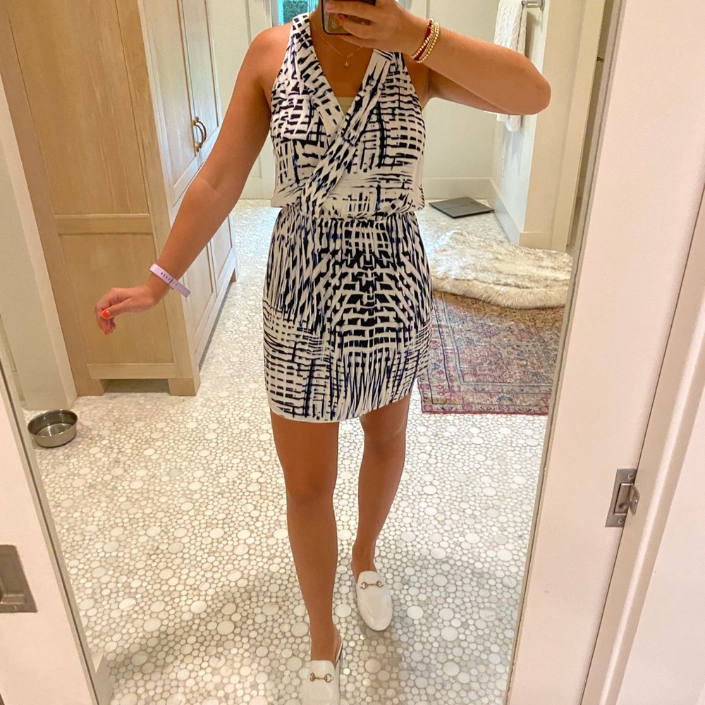 Parker V neck wrap front mini dress